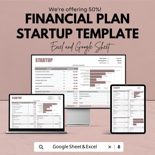 Financial Plan Startup Template | Startup Financial Spreadsheet | Business Budget Planner | Excel & Google Sheets | Startup Cost Planning