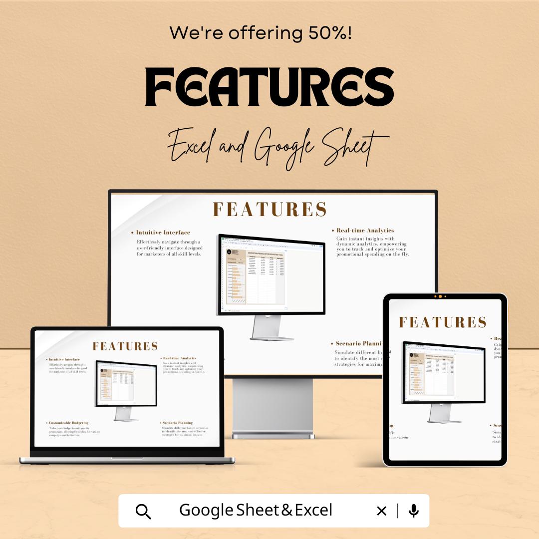 Marketing Promo Offer Budgeting Tool Sheet - Excel & Google Sheets Template - Budget Planner for Marketing Campaigns