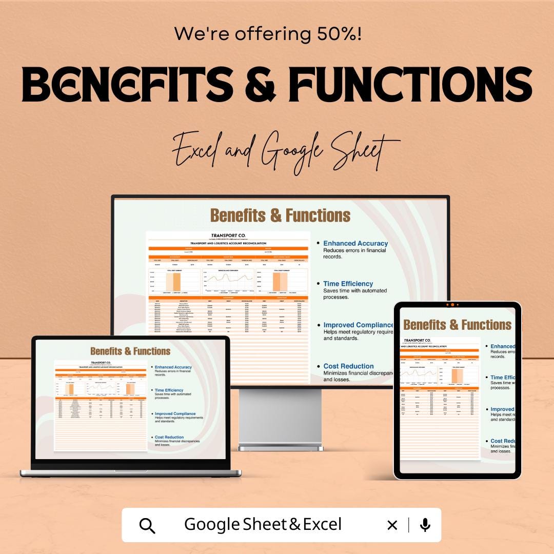 Transport and Logistics General Ledger Sheet | Google Sheets | Financial Accounting Tracker for Fleet, Logistics & Transport Businesses
