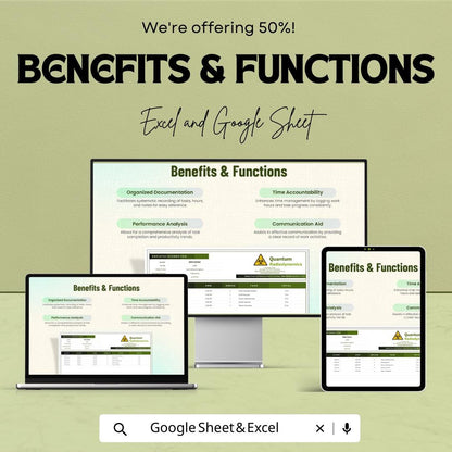 Work From Home Log Book Template | Remote Work Log Tracker | Daily Work Log Spreadsheet |  Work Tracker | Productivity Log Book