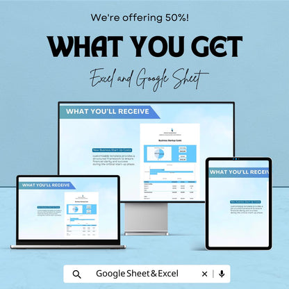 New Business Start Up Costs Sheet - Google Sheets | Startup Budget Planner | Investment & Expense Tracker | Business Planning Template |