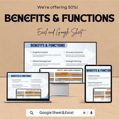 Profit and Loss Finance Template | P&L Statement Spreadsheet | Income and Expense Tracker | Business Financial Report Template