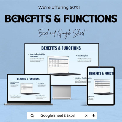 Sales Proposal Profit Margin Calculator Sheet | Excel and Google Sheets | Automated Template for Profitability, Cost & Revenue Analysis