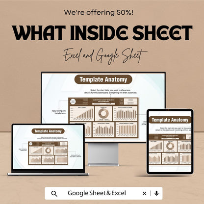Marketing KPI Dashboard | Google Sheet & Excel Template | Market Research KPI | Campaign Tracker | Digital Marketing Metrics