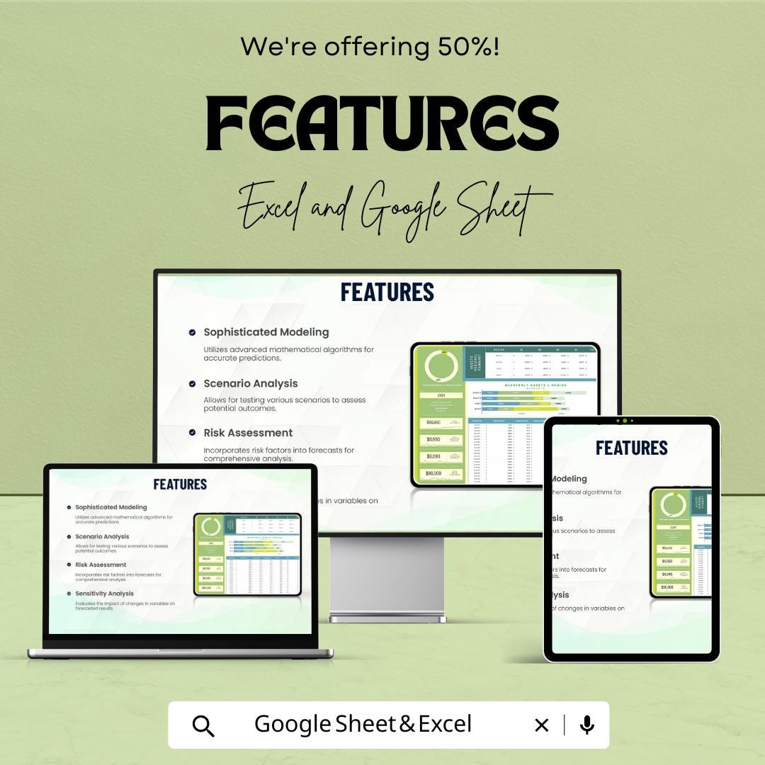 Advanced Financial Investment Forecasting Template | Business Budget Planner | Financial Projection Dashboard | Excel & Google Sheets