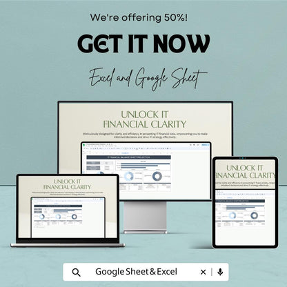 IT Financial Balance Sheet Projection Template | Google Sheet and Excel | Financial Planning & Projection Tool for IT Businesses |