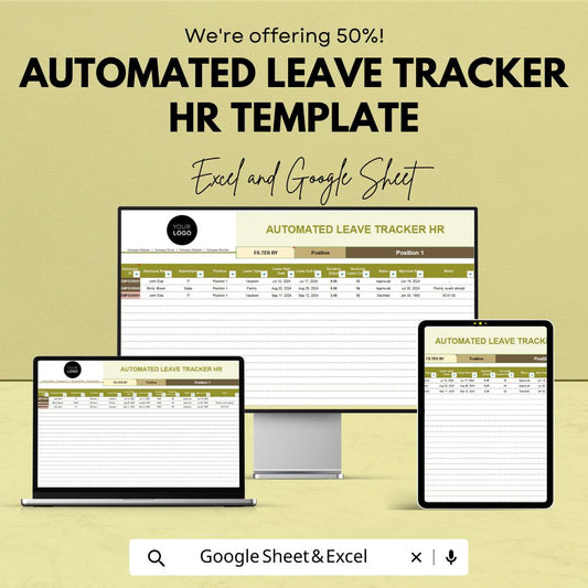 Automated Leave Tracker HR Template | Excel & Google Sheets Leave Management System | Employee Absence Tracker | HR Leave Spreadsheet
