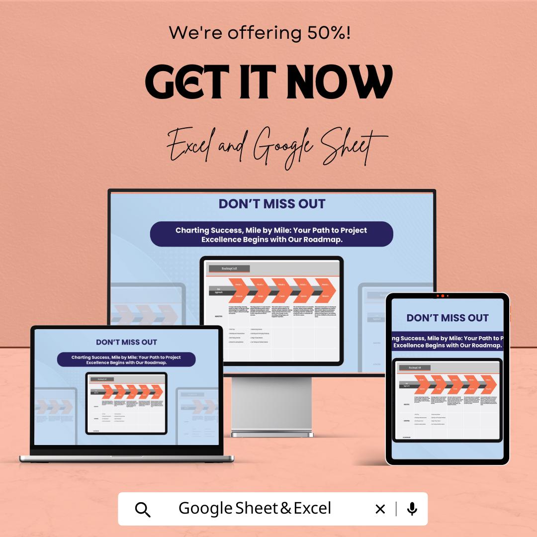 Project Roadmap Template – Editable Excel and Google Sheet | Timeline & Milestone Tracker | Instant Download