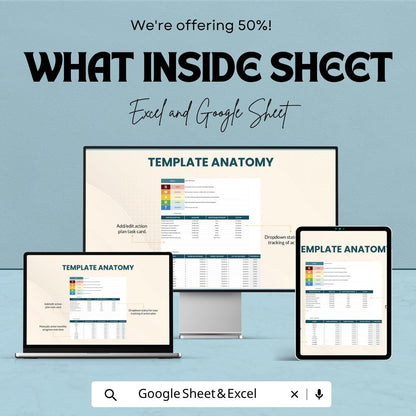 SMART Goals Template | Goal Setting Spreadsheet | Productivity Planner | Action Plan Tracker | Excel & Google Sheets | Goal Tracker Sheet