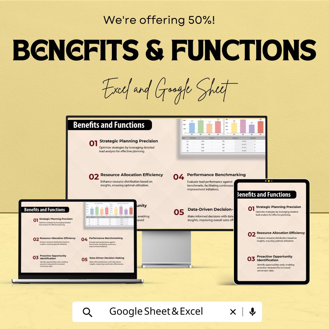 Sales Quarterly Lead Analysis Template | Excel & Google Sheets | Lead Metrics Dashboard | Sales KPI Tracker | Quarterly Performance Report |