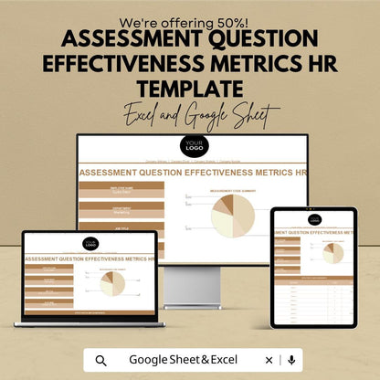 Assessment Question Effectiveness Metrics HR Template | Hiring Assessment Analysis Tool | HR Evaluation Spreadsheet | Recruitment Metrics