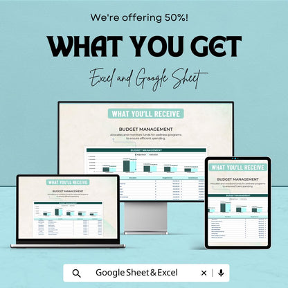 Employee Wellness Budget Management Sheet - Excel and Google Sheet | Track Wellness Program Budget & Expenses | Monthly Budget Tracker |