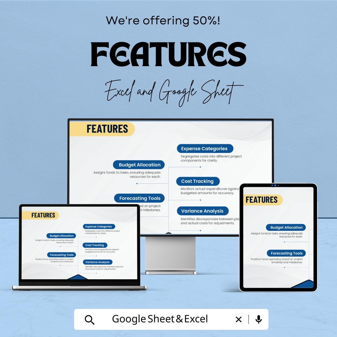 Project Budget Sheet | Excel & Google Sheets | Business Budget Template | Financial Planner | Cost Tracker | Instant Download