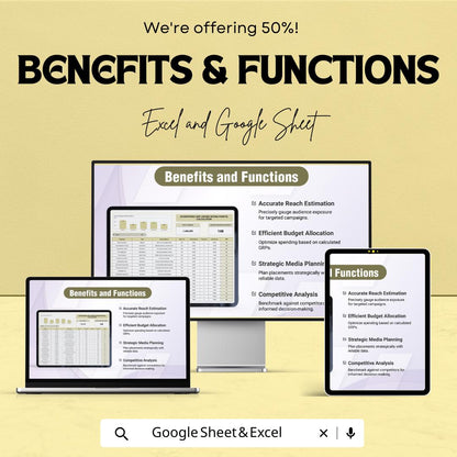 Advertising GRP Calculator | Gross Rating Points Sheet | Excel & Google Sheets | Media Planning Template | Campaign Reach Estimator