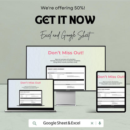 Project Scope Statement Sheet - Excel & Google Sheets Template for Project Management | Professional Planning Tool