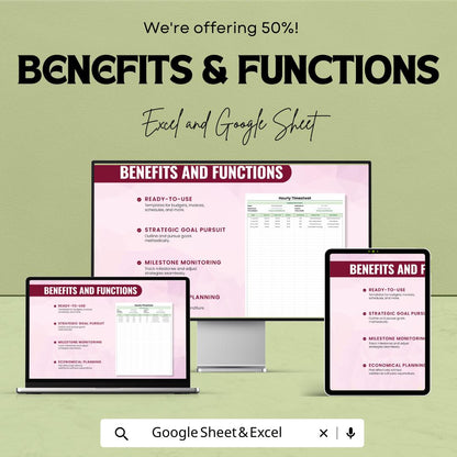 Hourly Timesheet Template | Excel and Google Sheets | Employee Work Hours Tracker | Time Log Sheet | Payroll Timesheet Form
