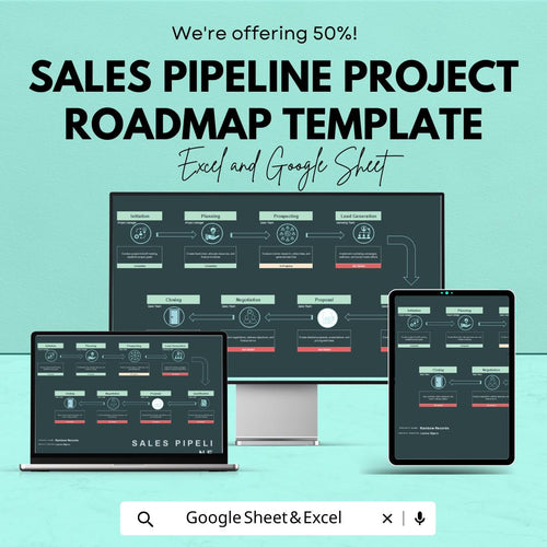 Sales Pipeline Project Roadmap Template | Sales Process Workflow | CRM Pipeline Planner | Lead Management Roadmap | Sales Tracking Template
