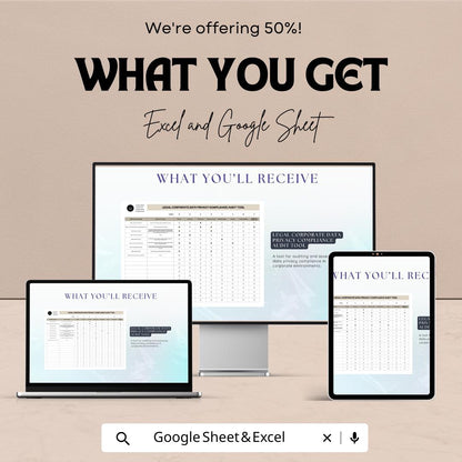 Legal Corporate Data Privacy Compliance Audit Tool Template | GDPR Privacy Audit Checklist | Compliance Tracker Spreadsheet