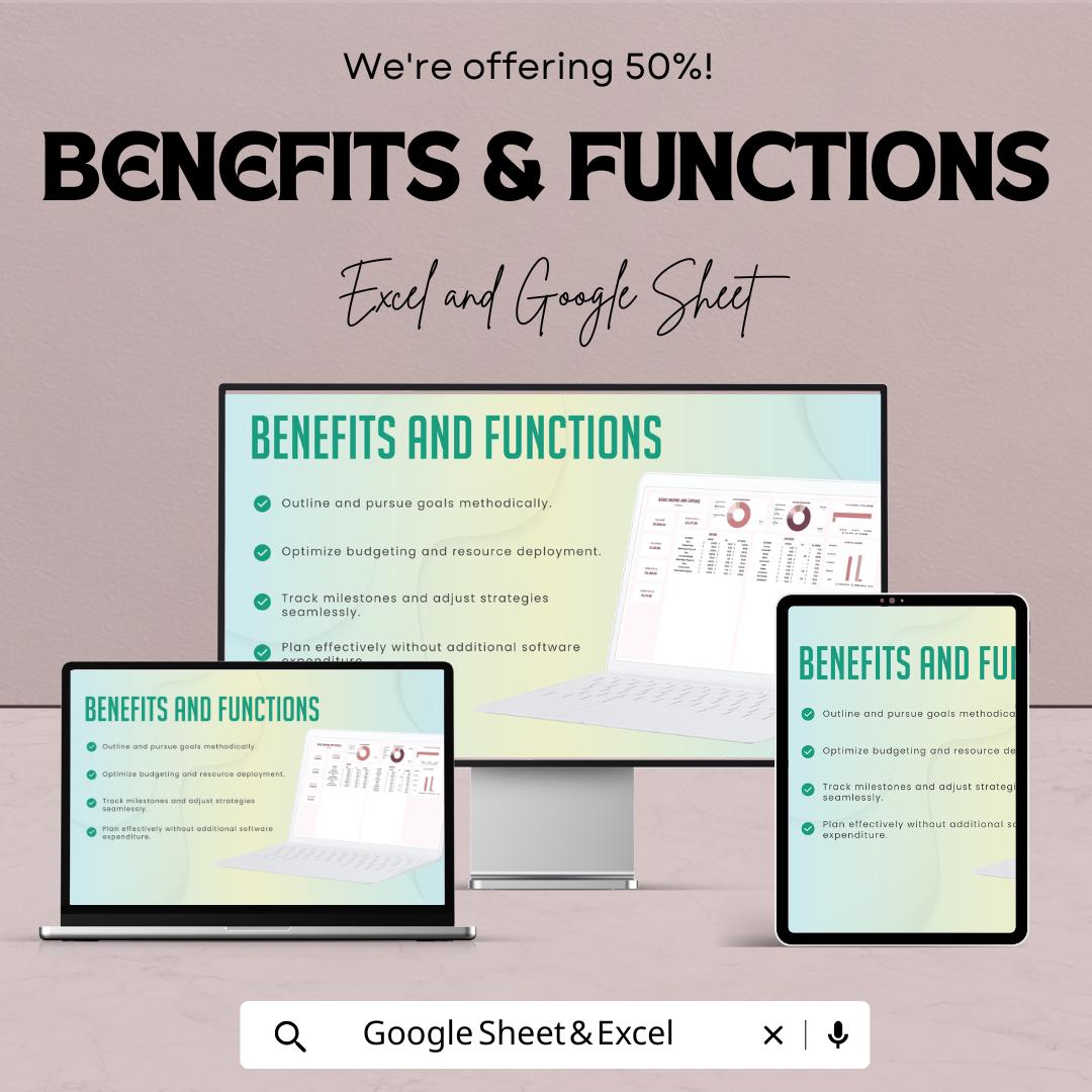 Basic Income and Expense Template | Personal Finance Tracker | Google Sheets and Excel Budget Planner | Income Expense Log