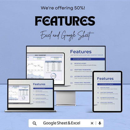 Daily Inventory Sheet Template for Excel and Google Sheets | Track Sales & Profit with Ease | Customizable Daily Sales Tracker