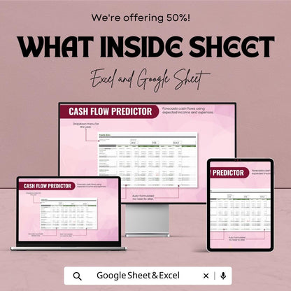 Cash Flow Predictor Template | Google Sheets Excel Cash Flow Spreadsheet | Business Finance Planner | Cash Flow Forecast | Digital Download