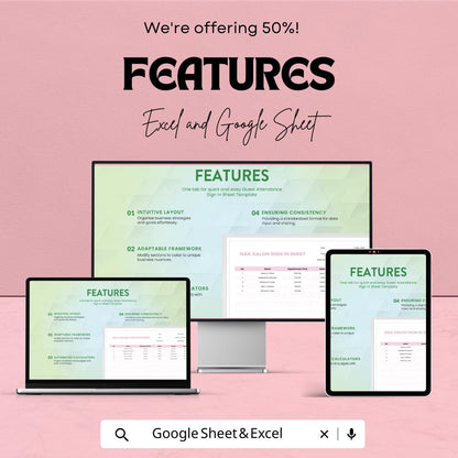 Nail Salon Sign-in Sheet Template - Excel and Google Sheets - Salon Appointment Scheduling - Track Clients & Services - Easy to Use