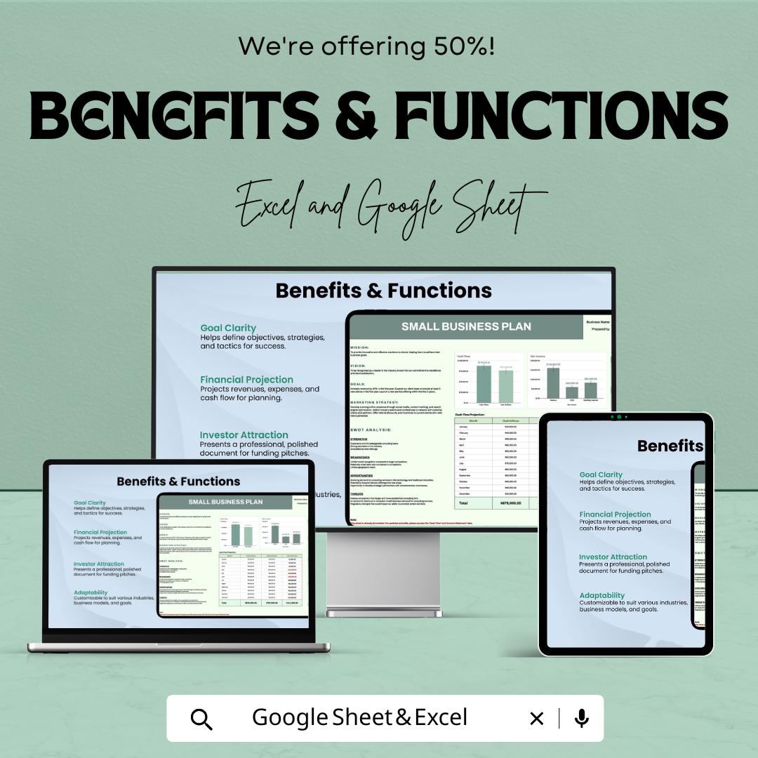 Small Business Plan Sheet – Excel and Google Sheets Template for Strategic Planning & Financial Projections