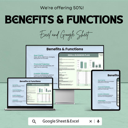 Small Business Plan Sheet – Excel and Google Sheets Template for Strategic Planning & Financial Projections