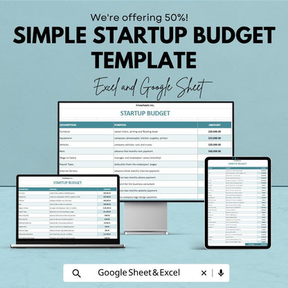 Startup Budget Template Excel Google Sheets | Small Business Budget Planner | Startup Cost Tracker Spreadsheet | Business Financial Planning