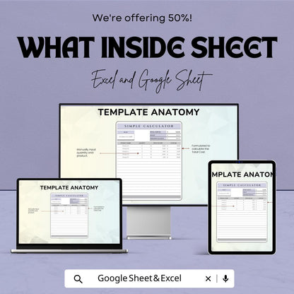 Simple Calculator Sheet | Google Sheets  | Budgeting & Cost Calculation Tool | Easy-to-Use Expense Tracker | Customizable Spreadsheet