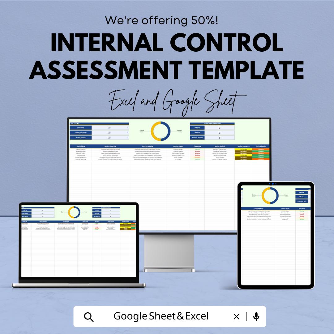 Internal Control Assessment Template | Excel & Google Sheets | Risk Assessment Tool | Compliance Control Checklist