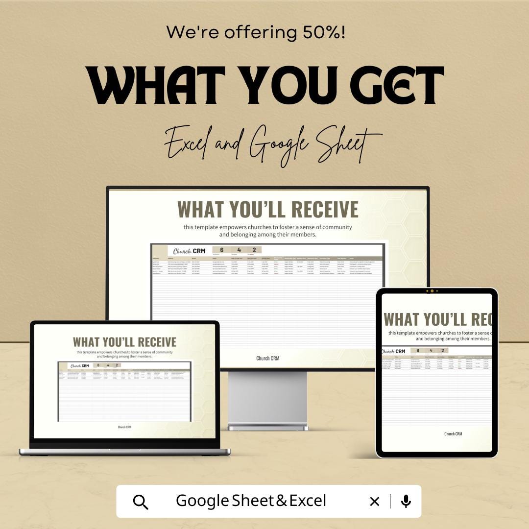 Church CRM Template Excel & Google Sheets | Church Management System | Member Database | Ministry Administration Spreadsheet