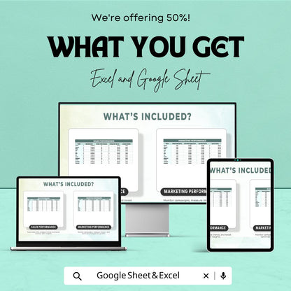 KPI Tracker Sheet | Google Sheets & Excel | Sales, Marketing and Operations Performance Tracking | Business Metrics Dashboard |