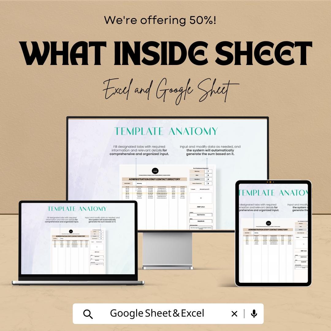 Administration Staff Contact Directory Template | Employee Contact List Spreadsheet | Excel & Google Sheets