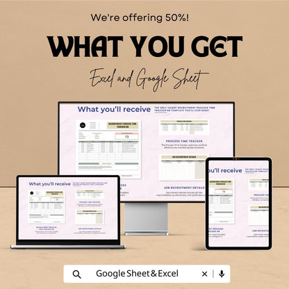 Recruitment Process Time Tracker HR Template, Hiring Tracker Excel, Google Sheets HR Spreadsheet, Candidate Tracking, Recruitment Dashboard