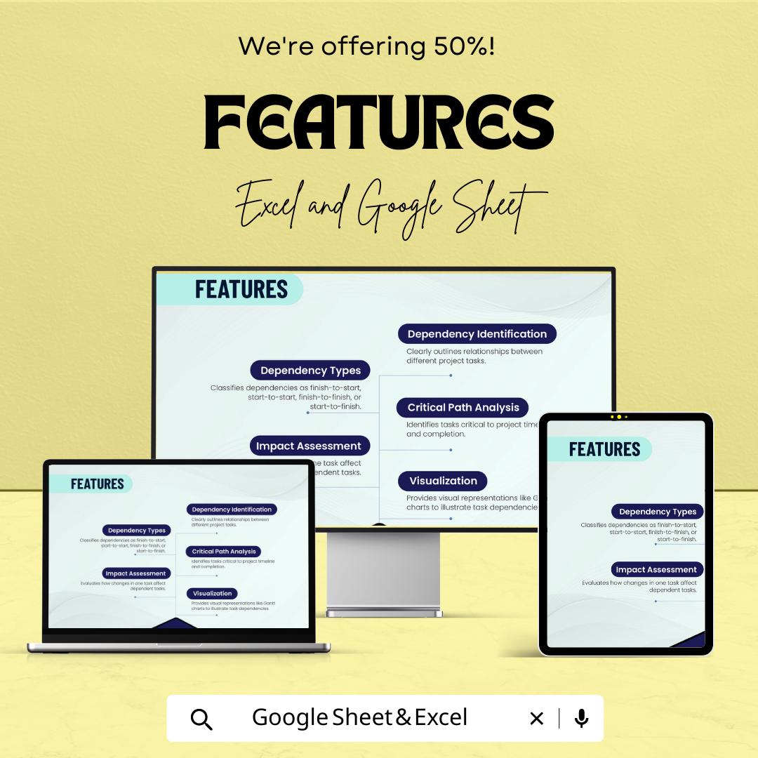 Project Dependency Tracker Template | Task Dependency Log | Project Management Spreadsheet | Excel & Google Sheets Planner