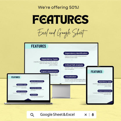 Project Dependency Tracker Template | Task Dependency Log | Project Management Spreadsheet | Excel & Google Sheets Planner