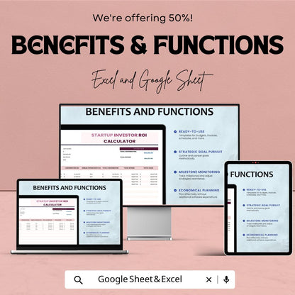 Startup Investor ROI Calculator Template | Excel & Google Sheets Investment Tracker | Business Finance Spreadsheet