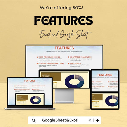 Pie Chart Analysis Sheet | Editable Excel and Google Sheets Template | Data Visualization & Business Dashboard Tool