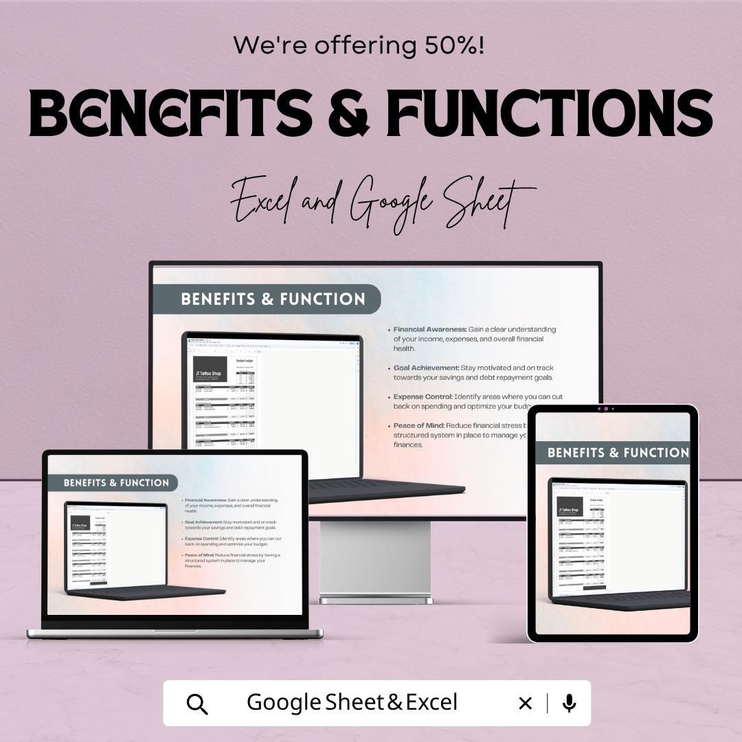 Budget Ledger Template | Budget Planner Spreadsheet | Income Expense Tracker | Personal Finance Template | Google Sheets & Excel |