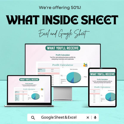 Profit Calculator Sheet | Google Sheets for Business | Income & Expense Tracker | Profit Analysis Tool | Editable Financial Spreadsheet