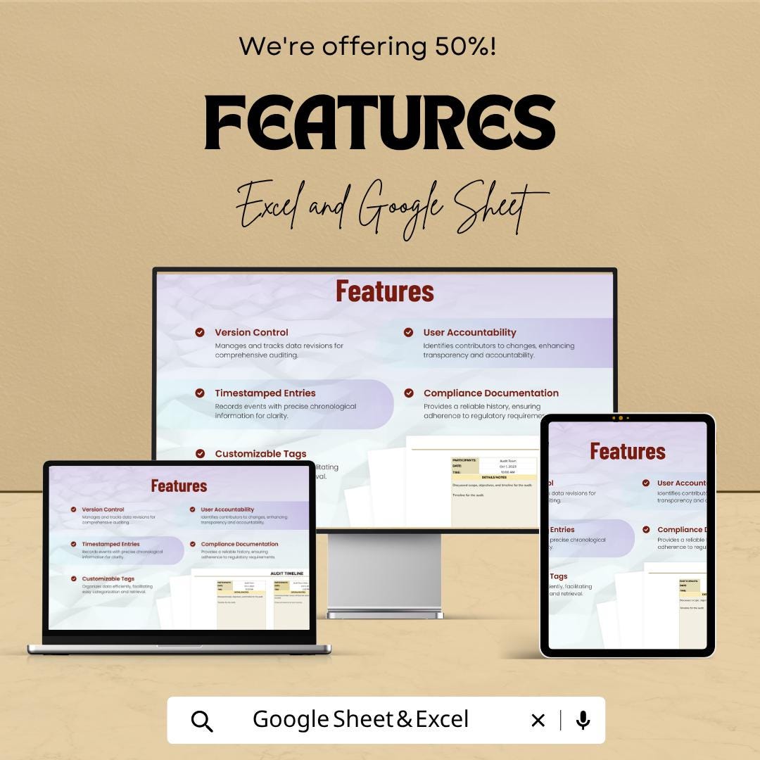 Audit Timeline Template Excel Google Sheets | Audit Tracker Spreadsheet | Compliance Timeline | Internal Audit Dashboard |
