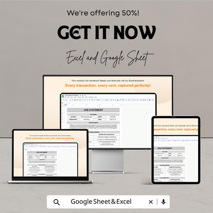 Job Statement Sheet | Google Sheets & Excel | Editable Job Description Template | HR Document | Instant Download | PDF + XLSX Format