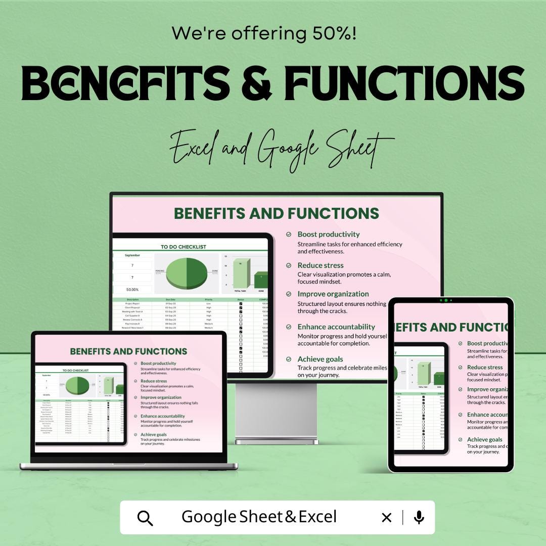 To Do Checklist Sheet for Excel and Google Sheets | Task Management Template | Track Progress, Deadlines, & Productivity | Customizable