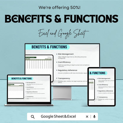 Legal and Compliance Budget Template | Legal Expense Tracker | Compliance Budget Spreadsheet | Business Budget Planner