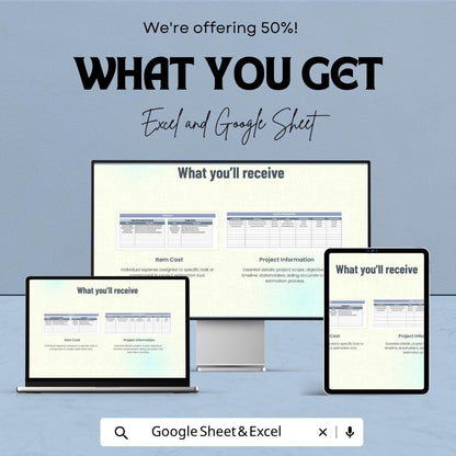 Software Project Cost Estimate Template Excel | Project Budget Planner Google Sheets | IT Cost Estimation Spreadsheet | Project Cost Tracker