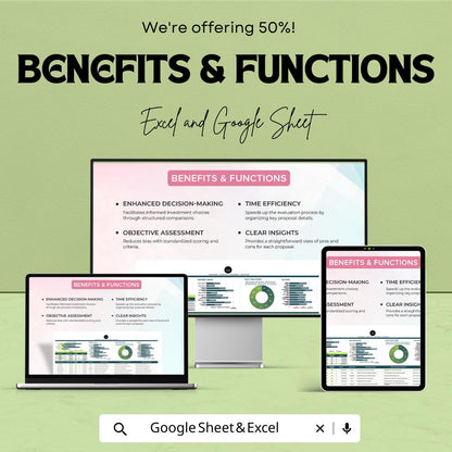 Startup Investment Proposal Comparison Sheet | Google Sheets & Excel | Investment Tracker | Proposal Scorecard | Startup Analysis Tool