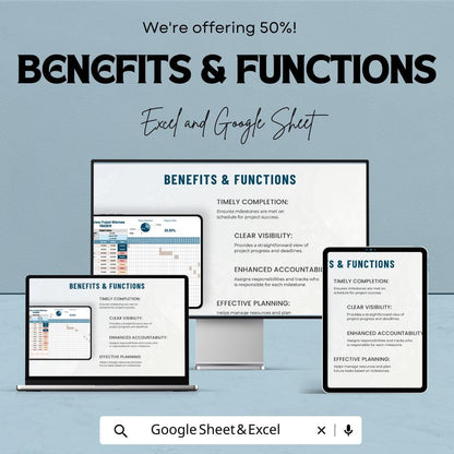 Operations Project Milestone Tracker Sheet - Excel and Google Sheet Template for Project Management, Track Milestones & Deadlines,