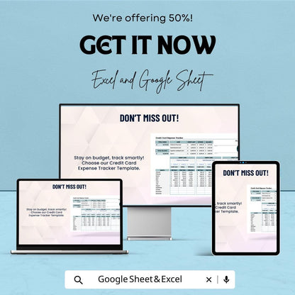 Credit Card Expense Tracker Template | Excel and Google Sheets | Debt Management Spreadsheet | Budget Planner | Financial Tracker Dashboard
