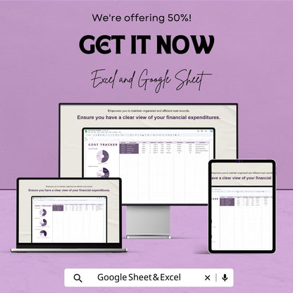 Cost Tracker Template | Expense Tracking Spreadsheet | Budget and Cost Management Sheet | Excel & Google Sheets
